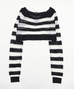 WEGO ダメージボーダーショートニット ブラック