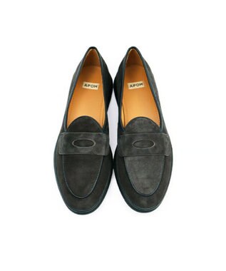 APOM 本革ベルジャンシューズ20 チャコールグレースエード