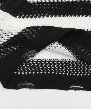 WEGO ダメージボーダーショートニット ブラック