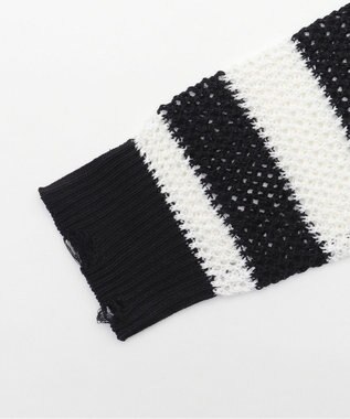 WEGO ダメージボーダーショートニット ブラック