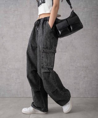 WEGO デニムパラシュートカーゴパンツ ブラックその他