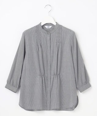 J.PRESS LADIES L 【洗える】ウォッシャブルキュプラツイル バンドカラー ブラウス ブラック系3