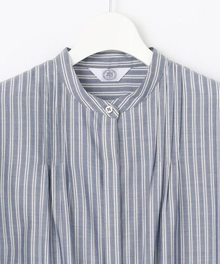 J.PRESS LADIES L 【洗える】ウォッシャブルキュプラツイル バンドカラー ブラウス ネイビー系1