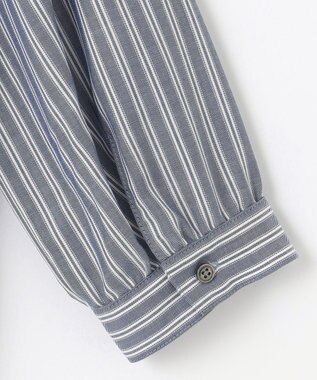 J.PRESS LADIES L 【洗える】ウォッシャブルキュプラツイル バンドカラー ブラウス ネイビー系1