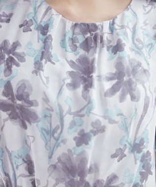 Tiaclasse 大花柄シフォンワンピース ブルー