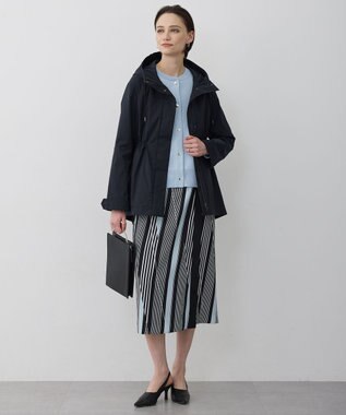 ICB 【先行予約】ランダムストライププリント ストレートスカート ブラック×オフホワイト×サックス