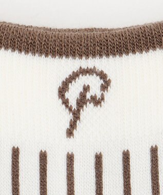 23区GOLF 【23Fondation】【WOMEN】ストライプ ショートソックス ダークブラウン系