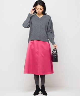 組曲 L マットサテンノーブルスカート フューシャピンク系