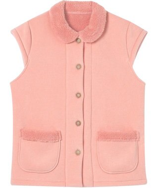 Wing ベスト 3分袖 ショート丈(腰付近) フリース素材 ボア使用(裏側) 保温性 あたたかい 前開きタイプ レディース EX2070 ウイング／ワコール オレンジ