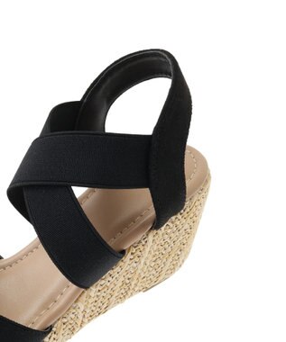 Green Parks ・ｍｉｎｉａ　ゴムウェッジサンダル Black