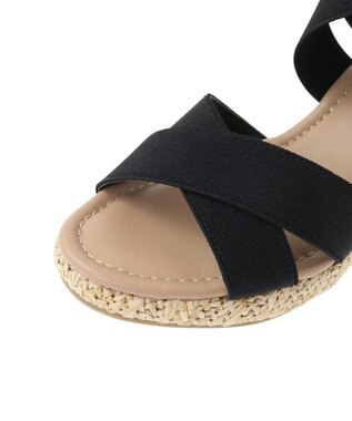 Green Parks ・ｍｉｎｉａ　ゴムウェッジサンダル Black