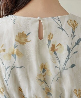 Tiaclasse 大花柄シフォンワンピース ライトベージュ