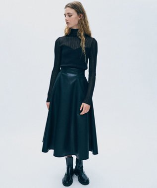 uncrave フェイクレザー フレアスカート ブラック