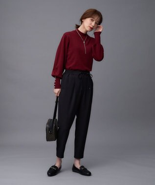 ANY 【セットアップ対応/ウエストゴム】イージィケア美脚テーパードパンツ ブラック