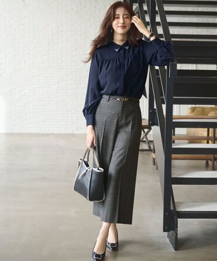 ANY SIS 【保温効果/ストレッチ】シリーズ累計13万枚突破！ビューティサーモ ワイドパンツ グレーグレンチェック