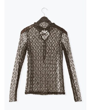 Te chichi パッチワークレース前後2WAY衿デザインTOPS《2025Autumn catalog item》 チャコールグレー