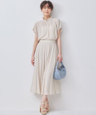 組曲 【WEB限定】ギャザーライトデシン タックスカート サンドベージュ系