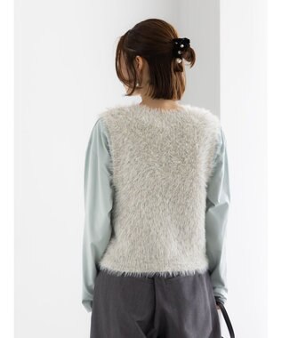 Te chichi シャギーヤーンVネックベスト グレー