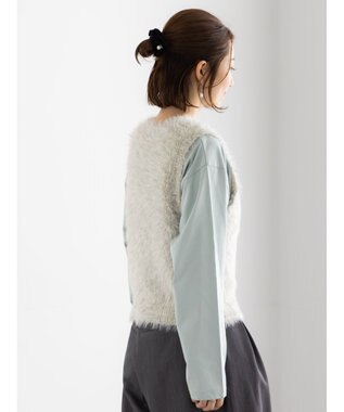 Te chichi シャギーヤーンVネックベスト グレー