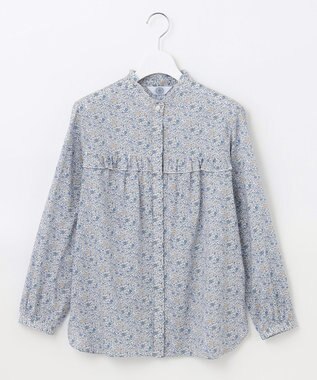 J.PRESS LADIES 【洗える】 LIBERTY Honeydew/Kate&Mil フリルネック ブラウス ブルー系5