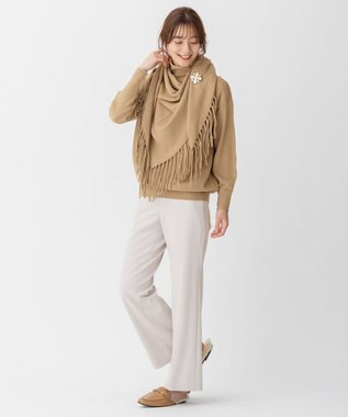 自由区 【洗える】ソフトウールハイゲージ ハイネックニット キャメル系