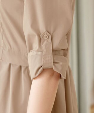 Tiaclasse L 【洗える】パール釦フレアシャツワンピース モカ