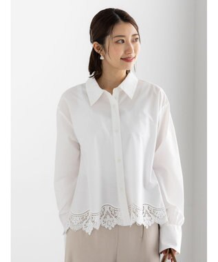 Te chichi スカラップレースヘムクロップトシャツ