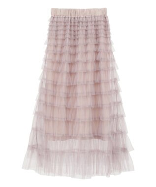 earth music&ecology ティアードフリルチュールスカート Shocking Pink