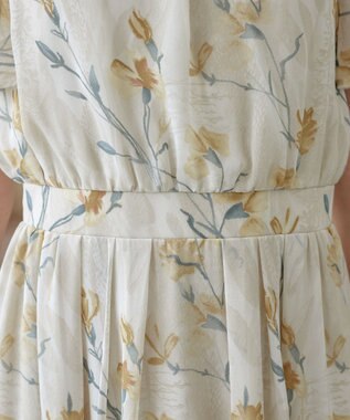 Tiaclasse 大花柄シフォンワンピース ライトベージュ