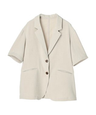 earth music&ecology リネンライク５分袖ジャケット Beige