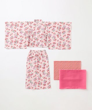 ANY KIDS ロング丈 浴衣 セット ピンク×イチゴ