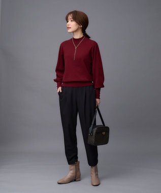 ANY L 【セットアップ対応/ウエストゴム】イージィケア美脚テーパードパンツ ブラック