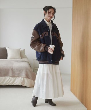 WEGO 【ユニセックス着用ITEM/SMLサイズ展開】メルトンワッペンスタジャン ネイビー