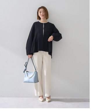 YECCA VECCA サイドベルテッドハイウエストパンツ Navy