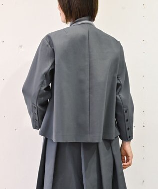 muuc トリプルクロス ノーカラージャケット｜軽くてふっくらした三重織り生地・セットアップ可能 グレー