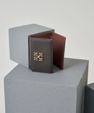 russet 《soeru》モノグラムプレート三つ折りウォレット(SO-397) Gray/PK
