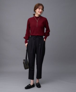 ANY 【セットアップ対応/ウエストゴム】イージィケア美脚テーパードパンツ ブラック