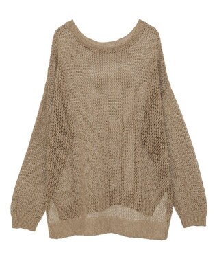 YECCA VECCA スラブメッシュルーズニット Camel