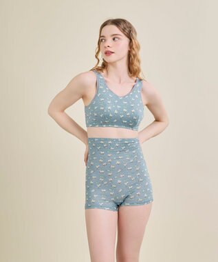 une nana cool ナイトアップブラ MADE WITH LIBERTY FABRIC グレイッシュブルー