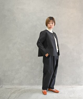 muuc トリプルクロス ノーカラージャケット｜軽くてふっくらした三重織り生地・セットアップ可能 ブラック