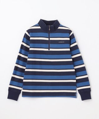 J.PRESS KIDS 【140-170cm】ハーフジップ ボーダー トレーナー ネイビー系1