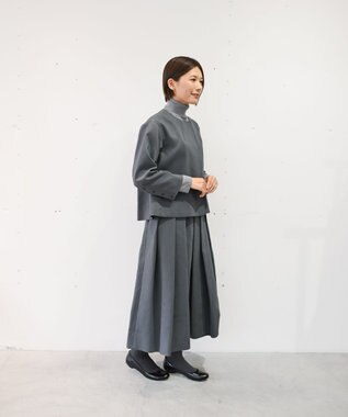 muuc トリプルクロス ノーカラージャケット｜軽くてふっくらした三重織り生地・セットアップ可能 グレー