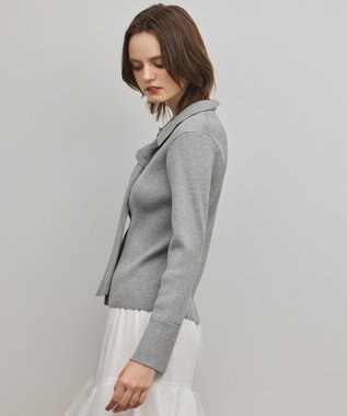 GRACE CONTINENTAL リブシャツニットトップ グレー