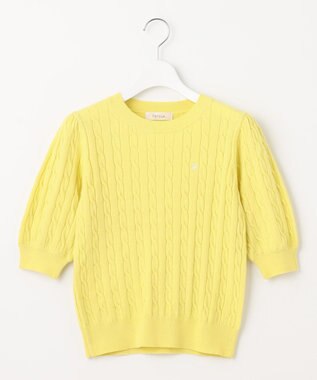 Feroux 【洗える】カラーケーブル ニット ライトイエロー系