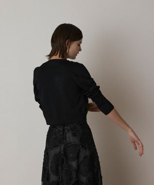 GRACE CONTINENTAL ローズ刺繍ニットカーディガン ブラック