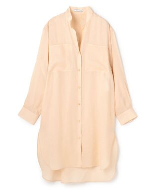 BEIGE， PAULINE / リネンヴィスコースオーバーサイズロングシャツ Peach