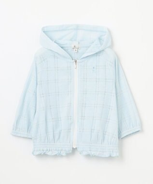 組曲 KIDS 【90-100㎝】オパールチェック パーカー サックスブルー系