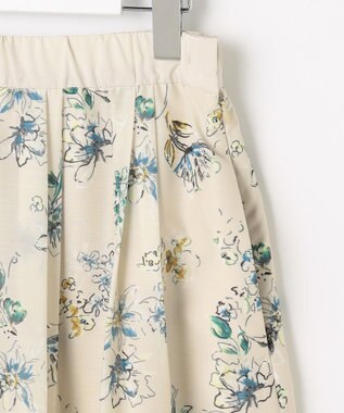 自由区 L エアリーローン花柄プリント スカート ベージュ×ブルー