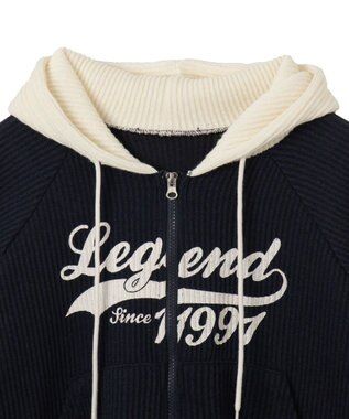 WEGO バイカラーニットジップパーカー ネイビー