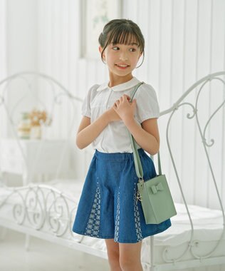 組曲 KIDS 【110-140㎝】レースコンビデニム キュロット ブルー